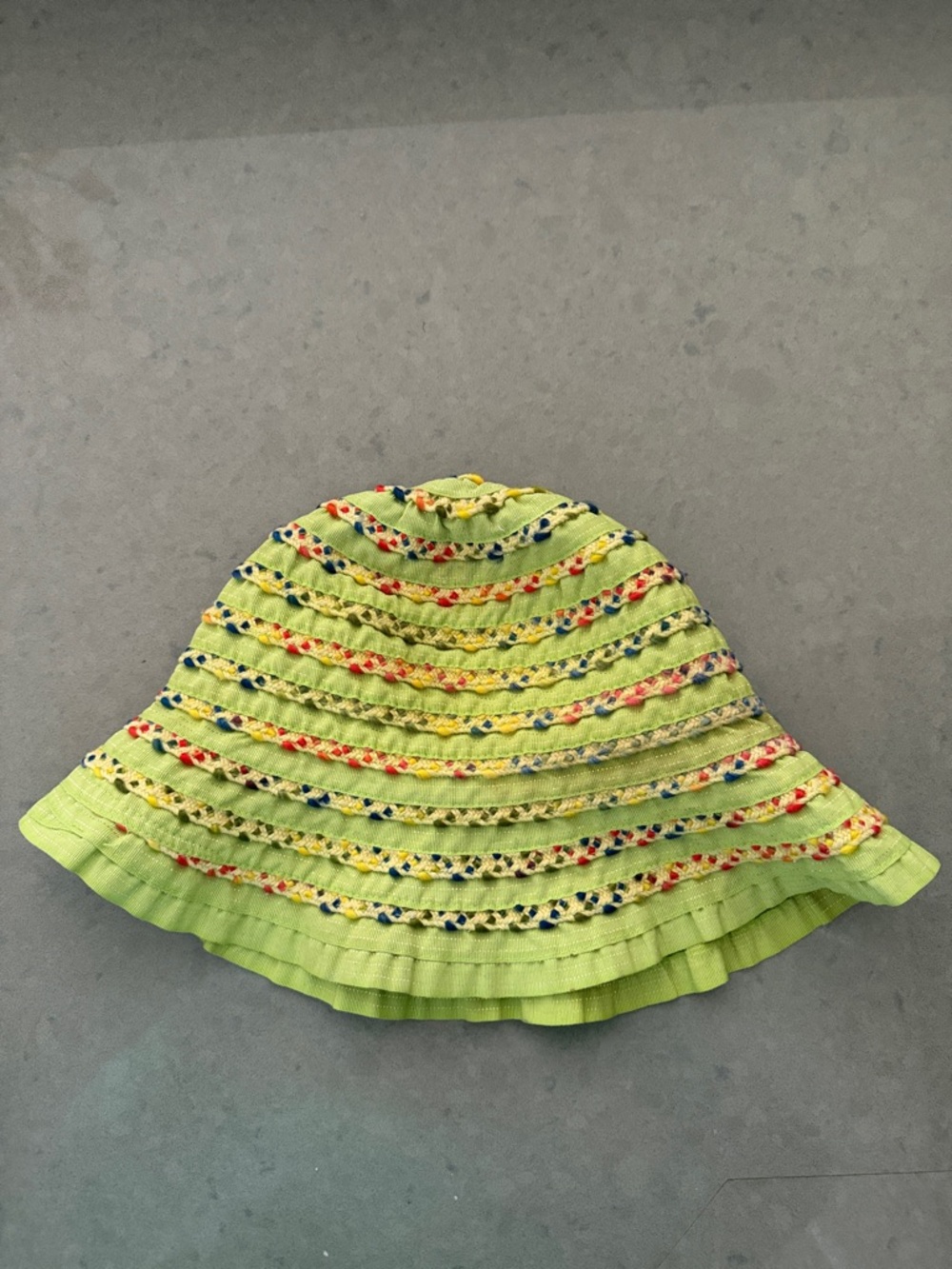 Lime Green Crocheted Stripe Bucket Hat